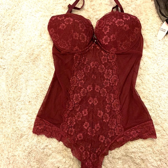 H&M Other - H&M Sheer Body Suit: Maroon